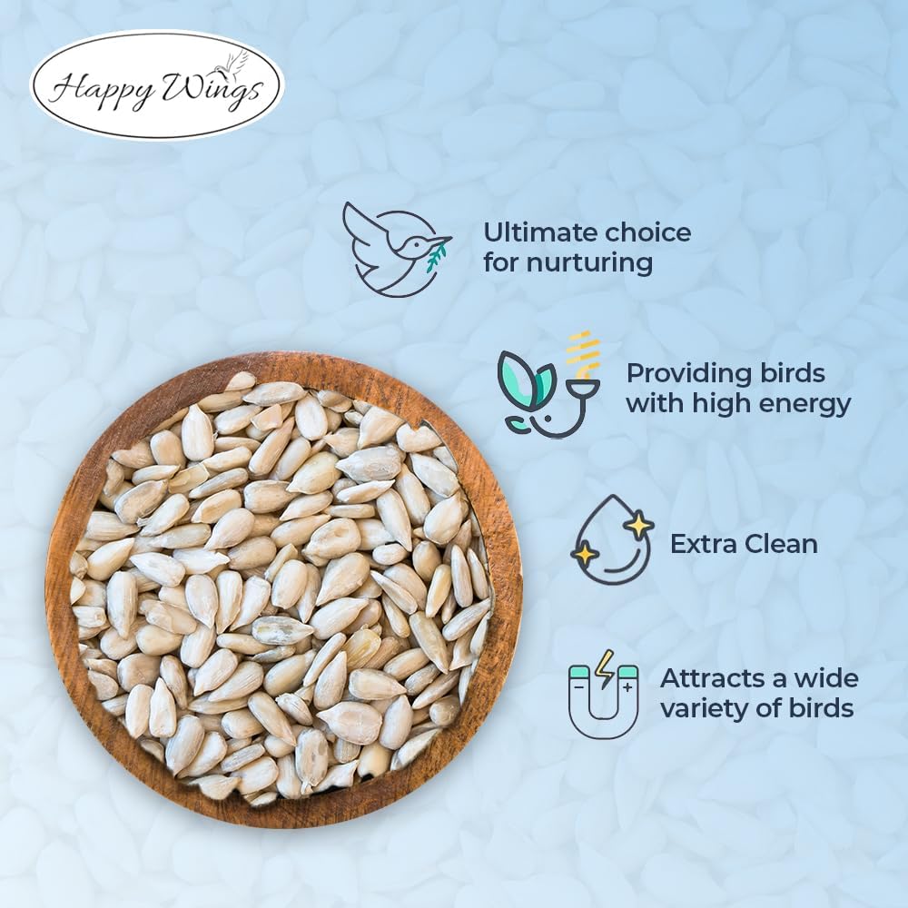 Happy Wings 15LB Sunflower Heart & Chips (Kernels) Wild Bird Food, No Waste