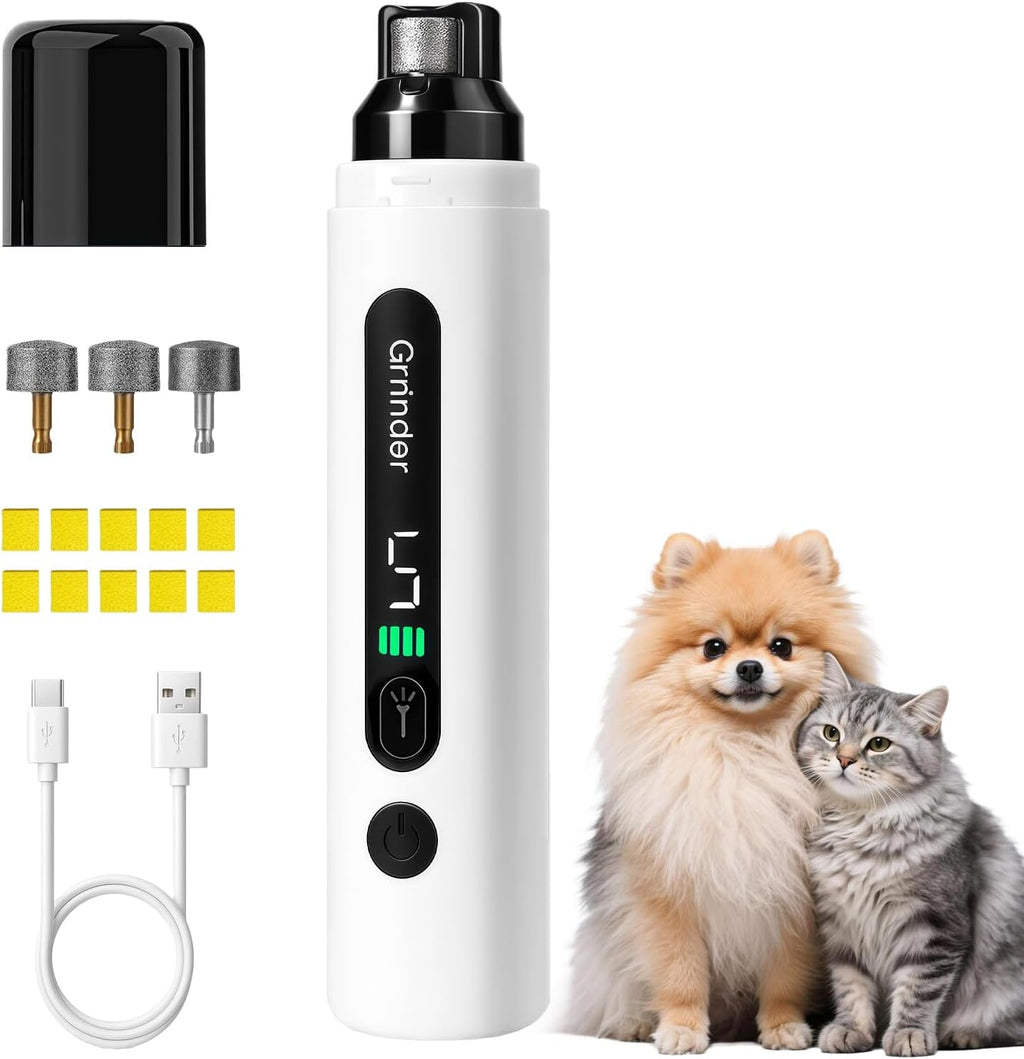 Dog Nail Grinder, 5-Speed Adjustable Pet Nail Trimmer for Dogs & Cats