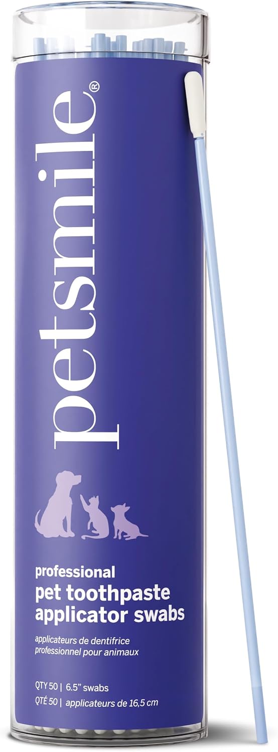 Petsmile Pet Toothpaste Applicator Swabs 50 Ct, Cat + Dog Teeth Cleaning