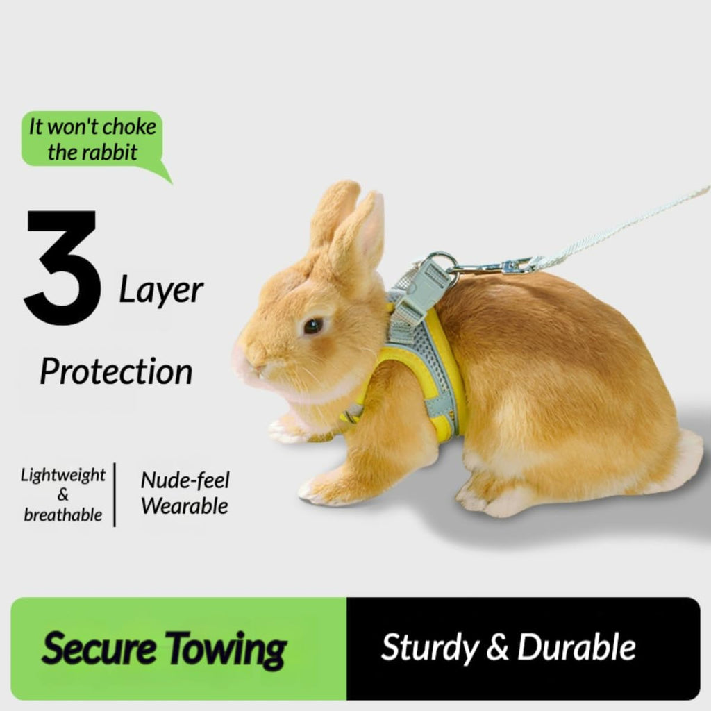 Escape Proof Rabbit Harness and Leash Set Breathable Mesh Vest (Pink,M)