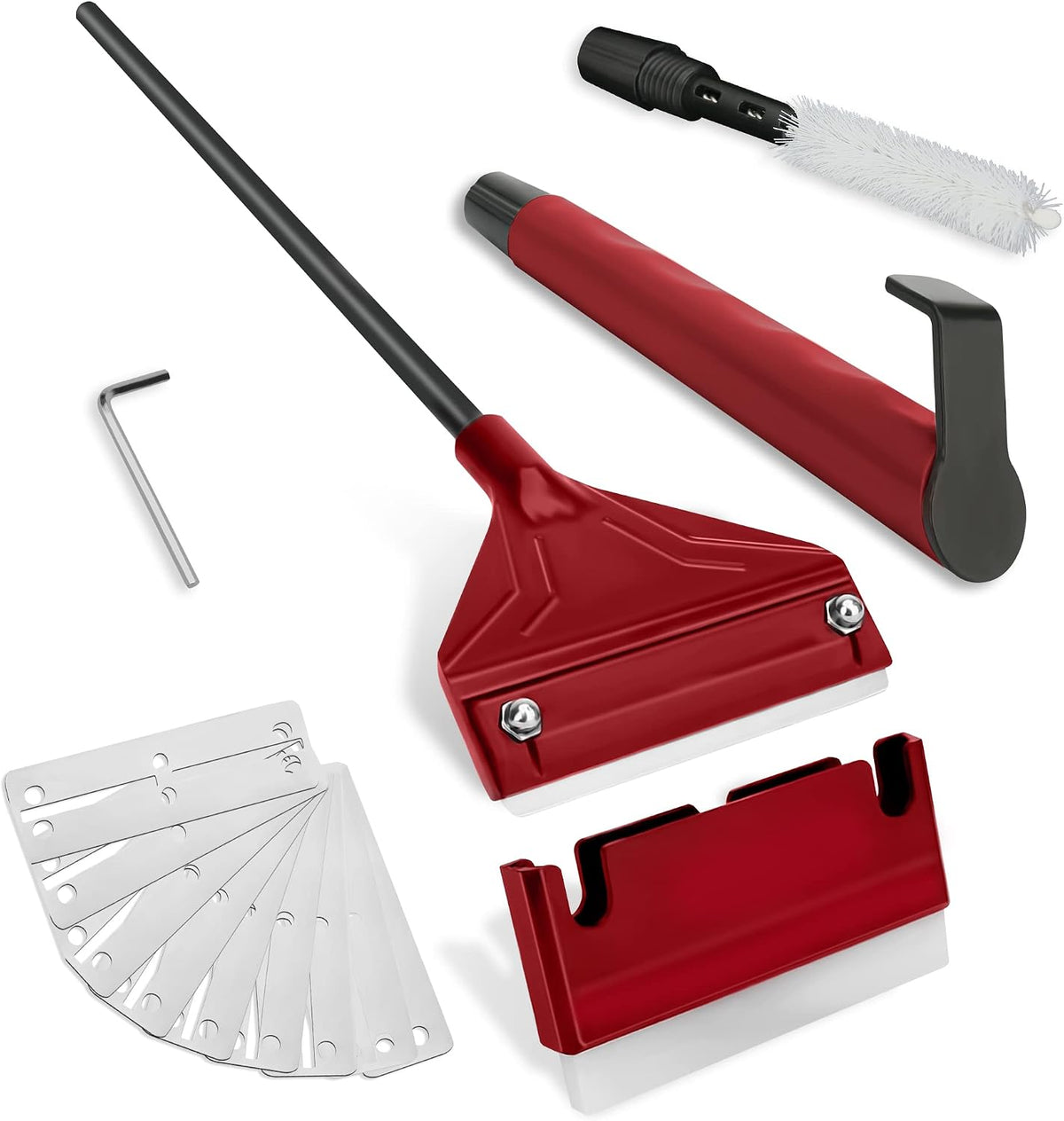 24.5’’ Professional Algae Scraper, Aquarium Blade Cleaner with 10 Pcs Replaceable Blades Stubborn Algae, Suitable for Water Tank Size Above 30 Gallons