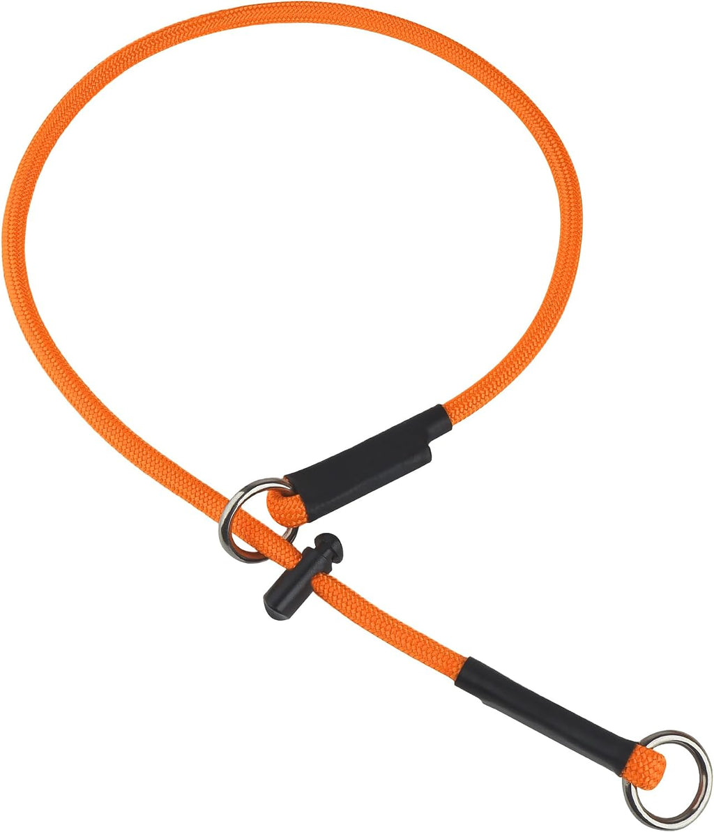 Martingale Dog Collar, 5/16” High-Strength Nylon Rope Slip Collar with Spring-Loaded Adjustable Stopper for Small, Medium & Large Dogs(Black, 22 inch)