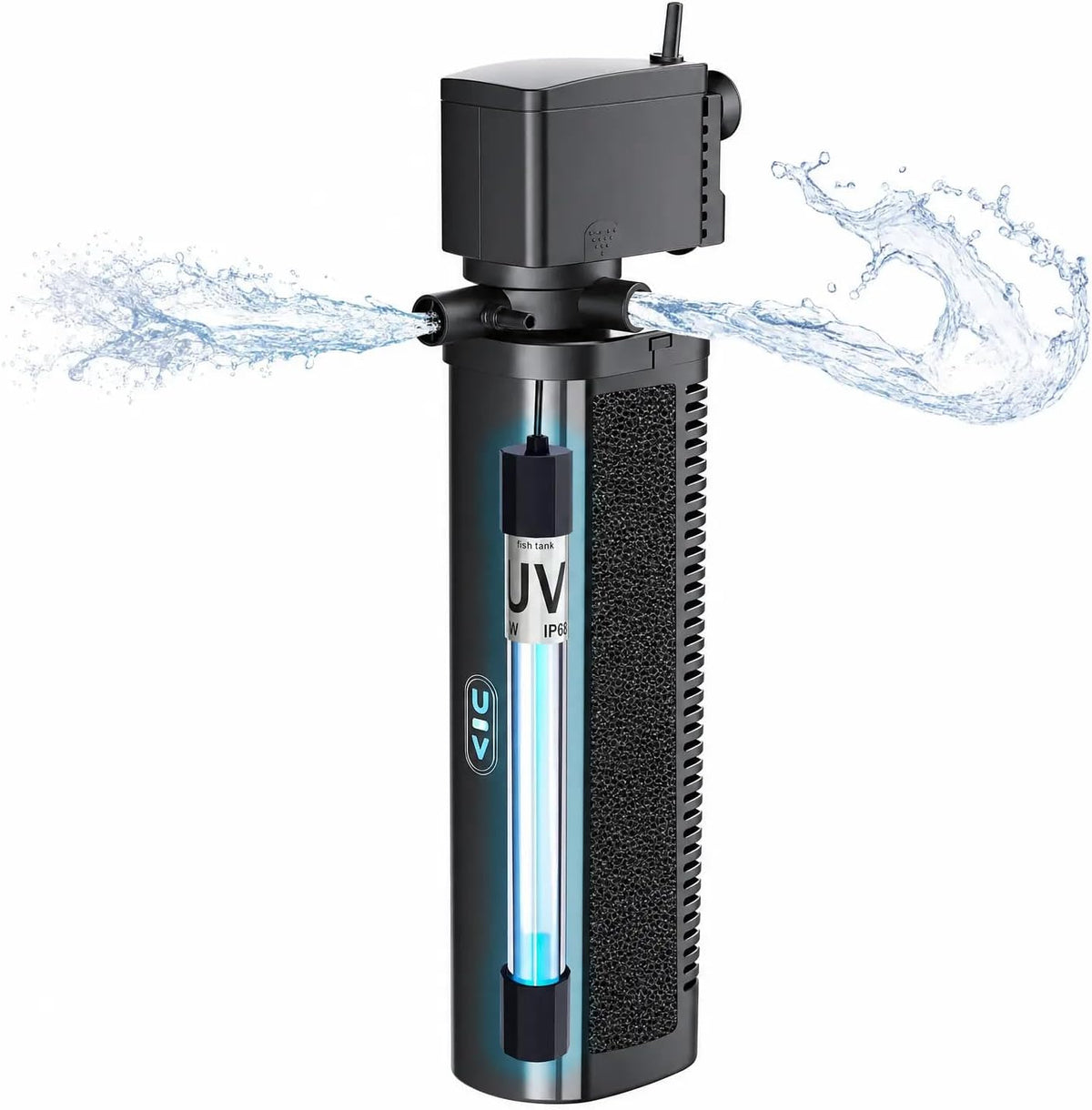 COOSPIDER Aquarium Filter with 7W U-V Light 300GPH for 75-200 Gallon Tank