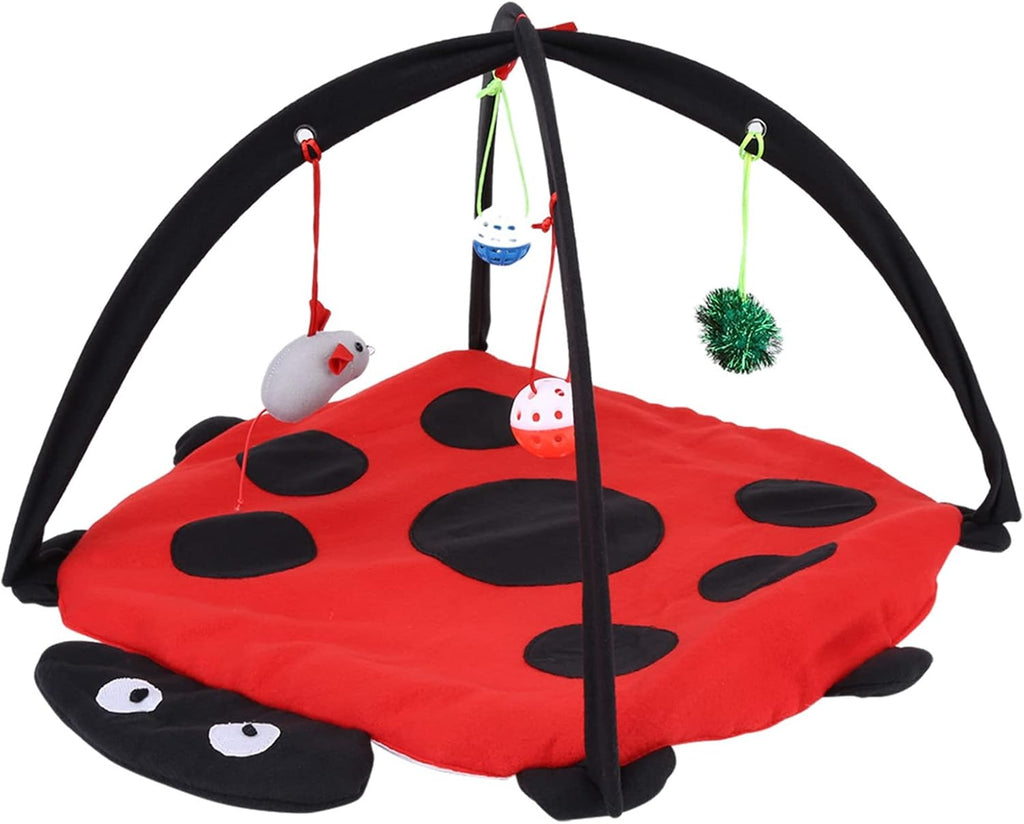 JTLB Cat Activity Play Mat Cat Activity Mat, 21.7 x 21.7 x 13.8 inch Foldable Cat Activity Play Mat Tent Multifunction Pet Bed with Hanging Toy Balls
