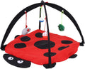JTLB Cat Activity Play Mat Cat Activity Mat, 21.7 x 21.7 x 13.8 inch Foldable Cat Activity Play Mat Tent Multifunction Pet Bed with Hanging Toy Balls