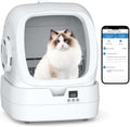 Mintakawa Automatic Cat Litter Box Self Cleaning - APP Control and Weight Monitoring - Ultra-Quiet, Suitable for Medium Cats and Kittens, Safe Anti-Pinch Litter Box (Assembly Required) - White