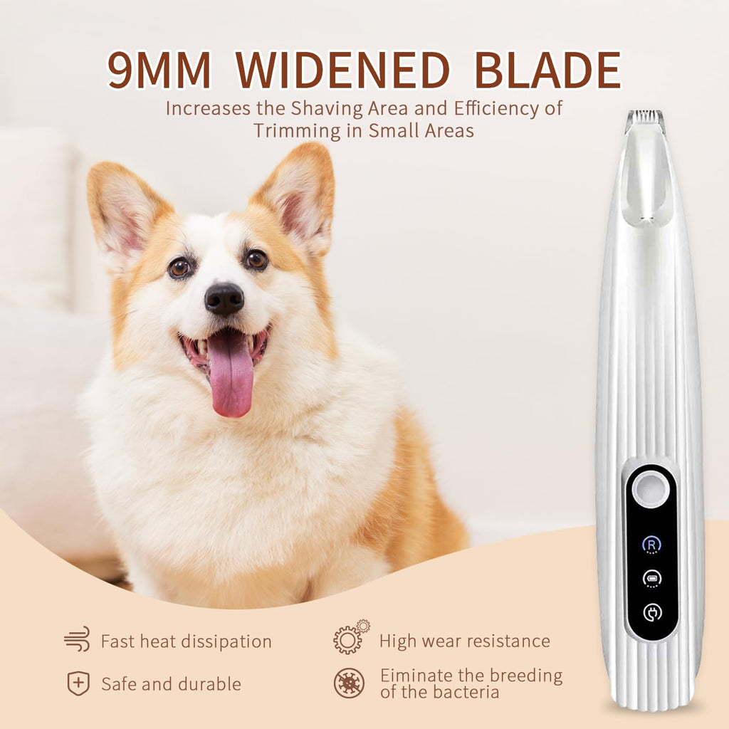 Dog Paw Trimmer, Quiet Electric Pet Hair Trimmer Dog Grooming Kit with LED Display