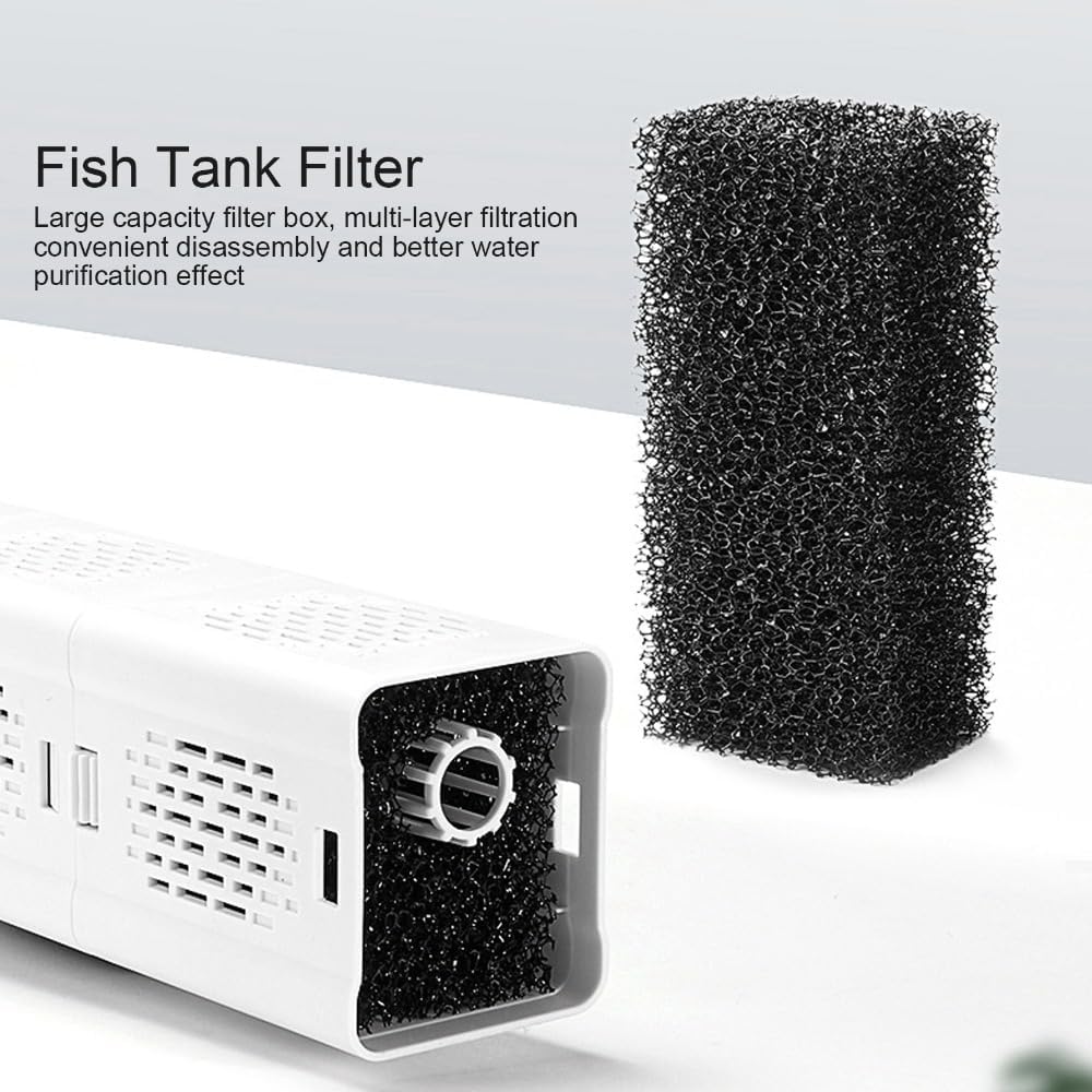 ZYN61 Submersible Aquarium Filter 6W 500L/H – 4-in-1 Water Pump with Multi-Layer Filtration for Fish Tank Cleaning and Oxygenation(US)