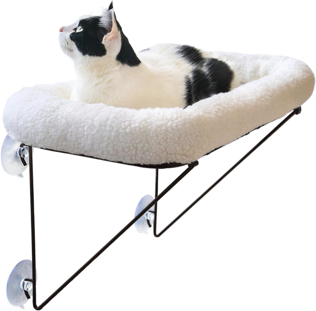 Zakkart Cat Window Perch, 100% Metal Supported from Below (White)