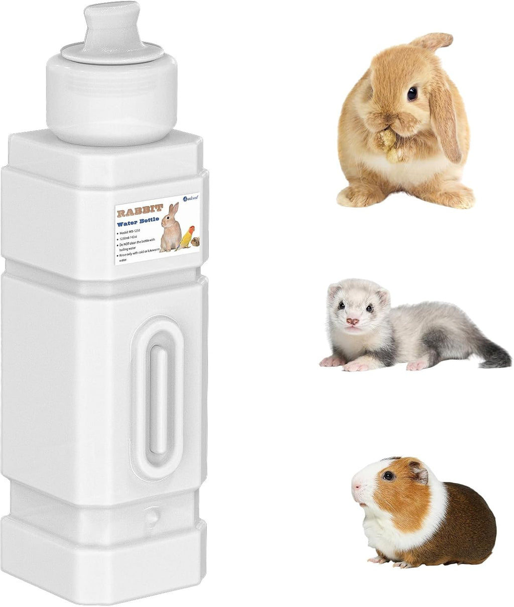 Salcod 42 oz Small Pet Water Bottle for Cage with Top Fill Design, White