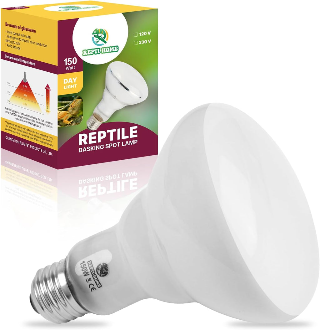 150W Reptile Heat Lamp Bulb 2 Pack,Basking Spot Lamp Bulb for Reptiles & Amphibians，Reptile Daylight Heat Bulb for Bearded Dragon, Lizard, Turtle