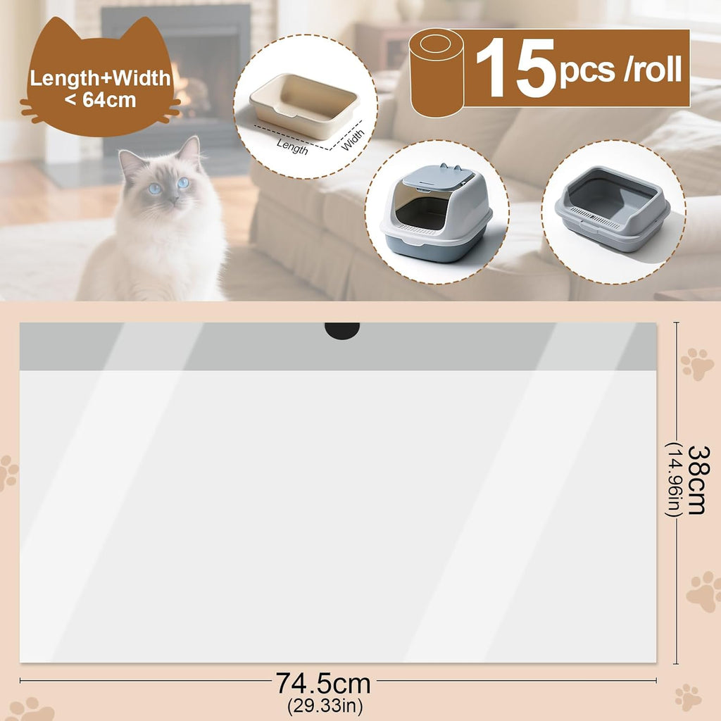 45 Count Litter Box Liners for Happypaw GEN 5 Plus Waste Bags, Leak Proof Replacement Jumbo Cat Litter Box Liners, Extra Thick Cat Litter Bags, Durable Waterproof