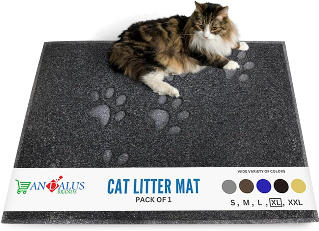 Andalus Large Cat Litter Mat, Pack of 2 - Waterproof, Non-Slip & Easy to Clean Cat Litter Box Mat for Extra Efficient Pet Litter-Trapping, Brown (30” X 18”)