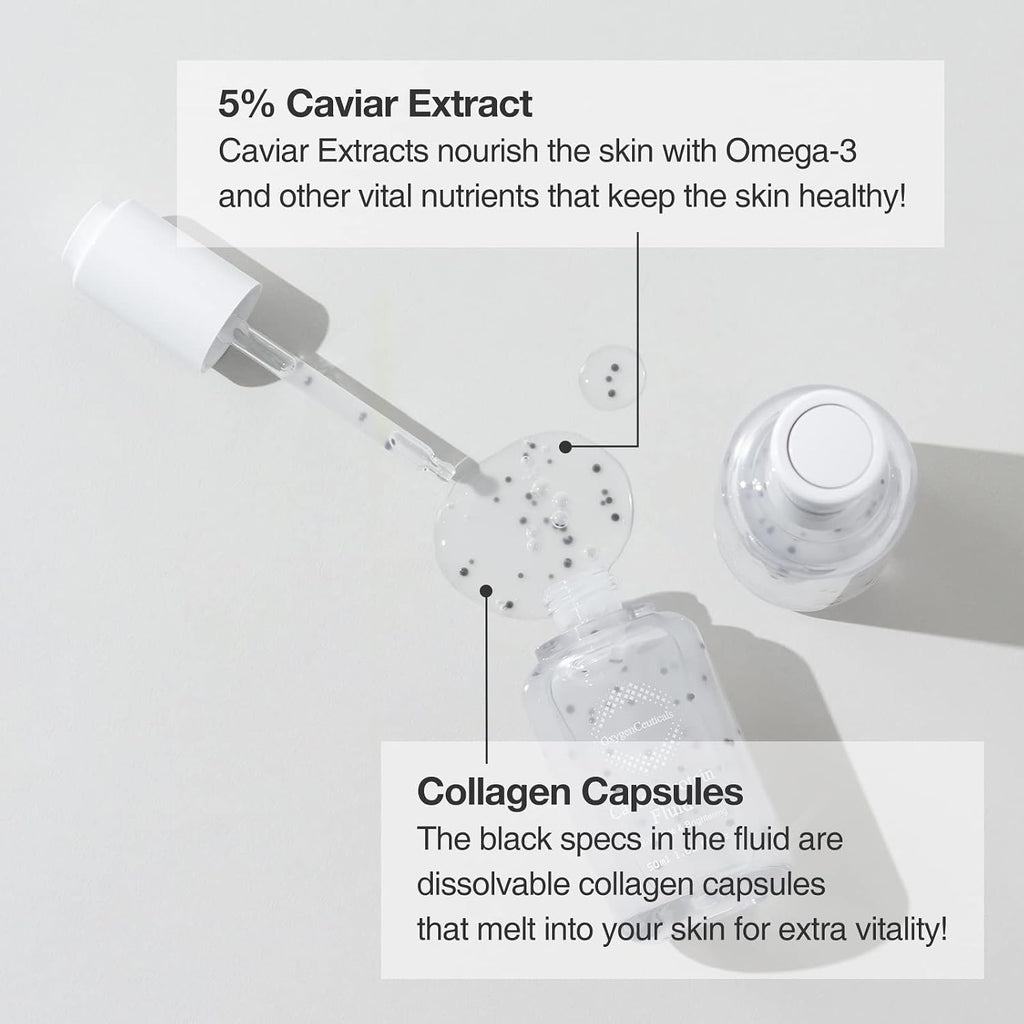 OxygenCeuticals Caviar Protein Fluid – Luxurious Ampoule with 5% Caviar Complex, Niacinamide & Adenosine, Peptide-Enriched Formula with Dissolving Collagen Capsules. 1.69 fl.oz (50ml)