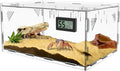 Acrylic Reptile Breeding Box Terrarium Cage Tank, 11.8"x7.9"x5.9", with Temperature Hygrometer, for Small Reptiles, Snakes, Insects, Home Office