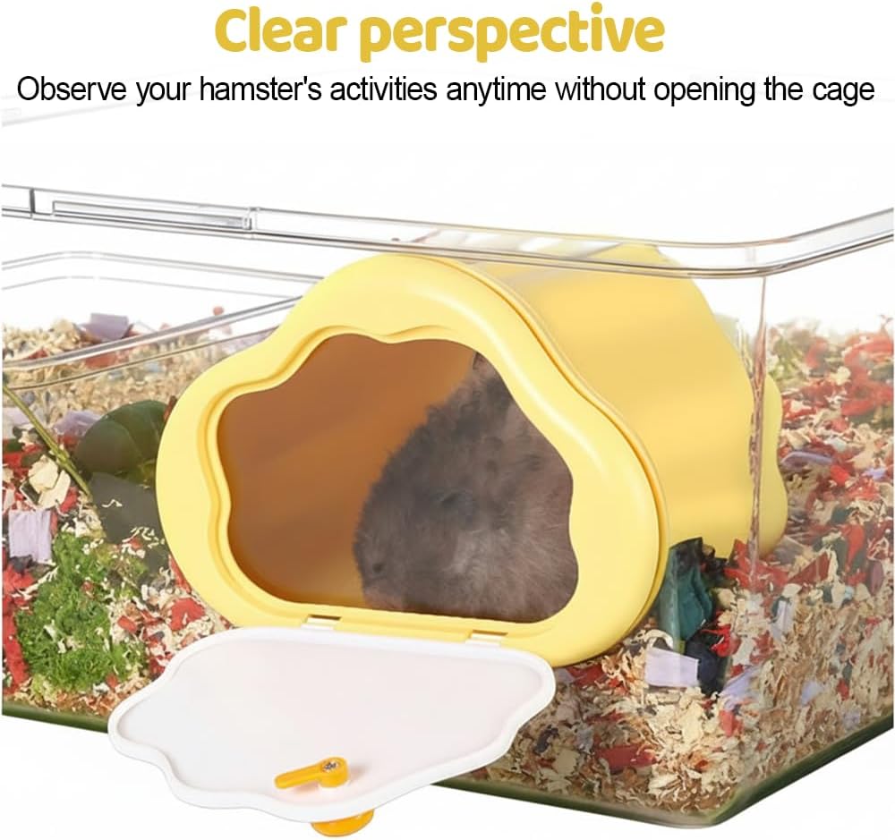Hamster Hideout, Magnetic Mount Small Animals House with Transparent Window, Waterproof Guinea Pig Hideout for Hamsters Hedgehogs Chinchillas Ferrets