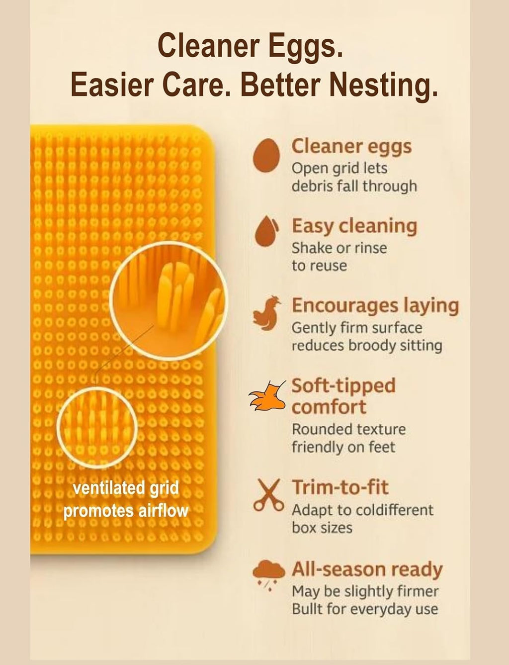 Chicken Nesting Pads 4-Pack, Washable & Reusable, 13 x 11 in, Grey