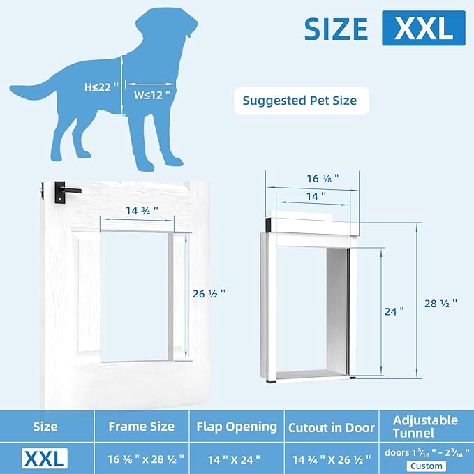 Extra-Large Electronic Dog Door, Pet Automatic Door Smart Aluminum Dog Door - Image 2