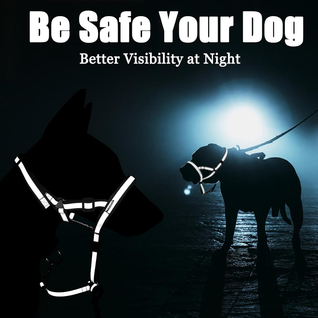 BARKLESS Reflective Head Collar, No Pull Collar for Medium Dogs