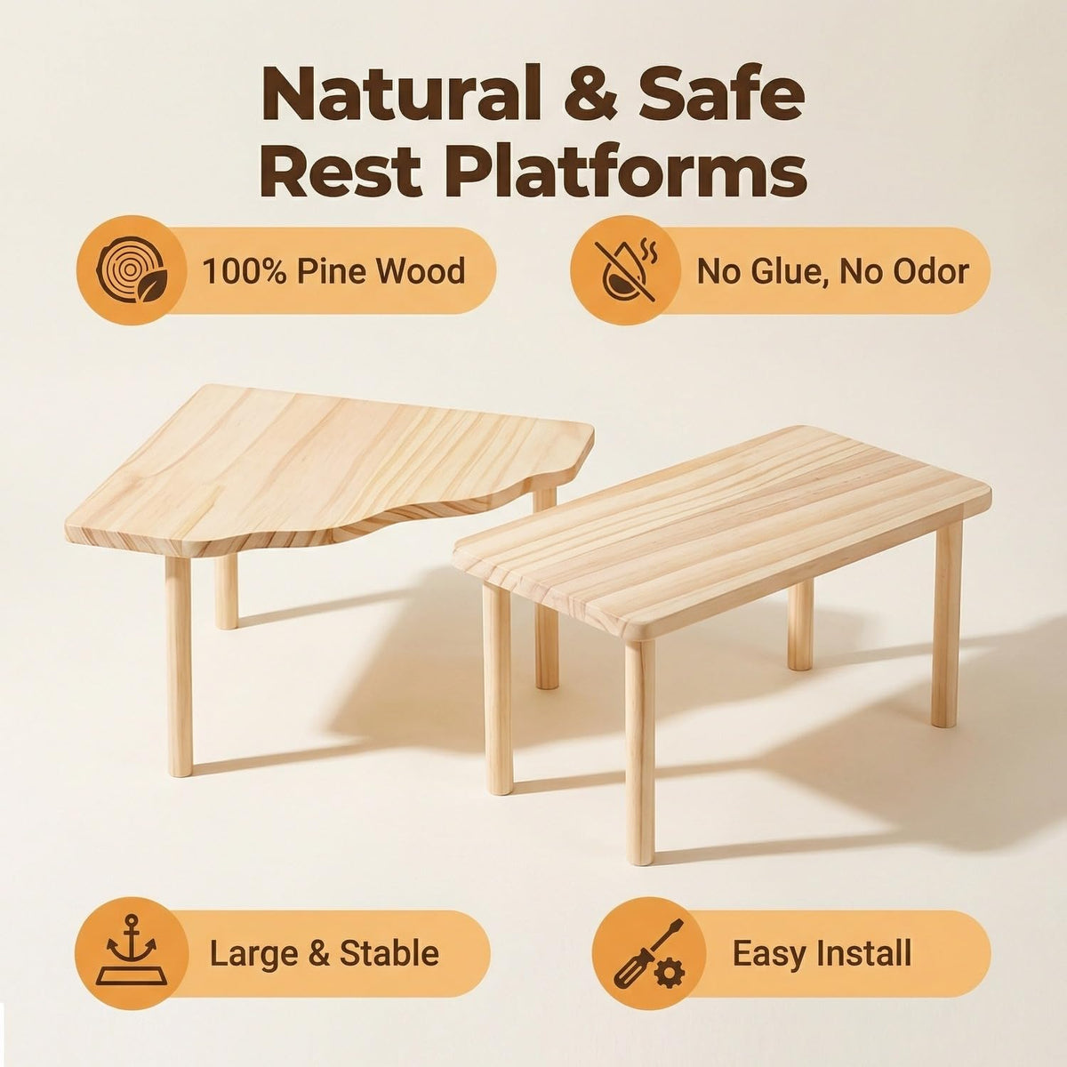 Hamster Platform Set, 2pcs Wooden Modular Playground & Hide