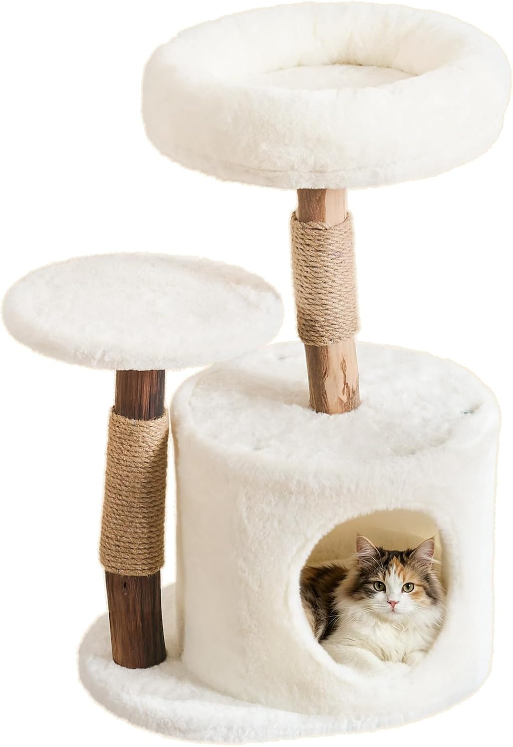 YOCAN 25" Tall Mini Cat Tree with Scratching Post for Small Cats, 2-Tier