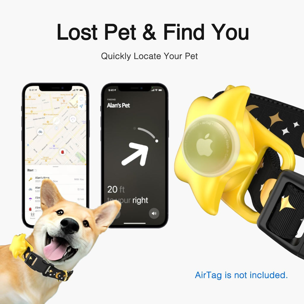 Airtag Dog Collar, Dog Collar for Large Dogs, Dog Collars for Medium Dogs, Dog Collars for Small Dogs with AirTag Holder Case, Dog GPS Tracker Collar (Black, Small)