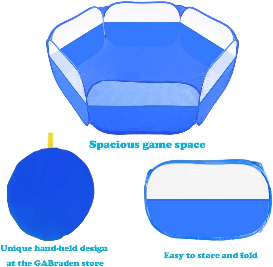 Small Animals Tent,Reptiles Cage,Breathable Transparent Pet Playpen Pop Open Outdoor/Indoor Exercise Fence,Portable Yard Fence (Upgrade Blue)