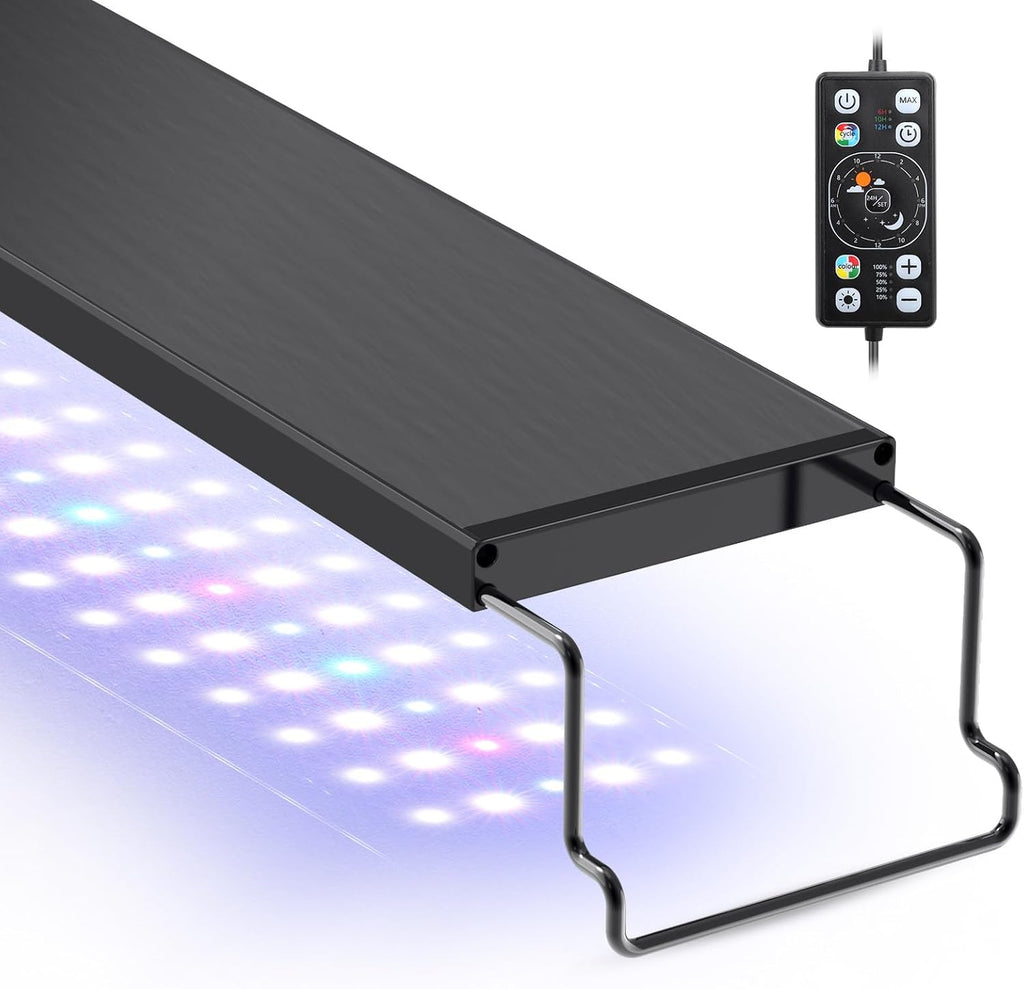 hygger Aquarium LED Light Fish Tank Full Spectrum Lighting with 24/7 Day-Night Cycle Mode & Auto On/Off Timer, 7 Colors Options, Dimmable, Extendable Bracket for 12~18inch Freshwater Plant Tank