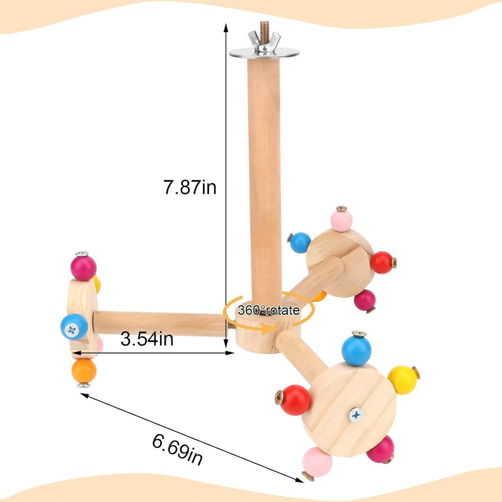 Hypeety 360° Rotating Bird Perch Stand Wooden Exercise Toy for Parrots
