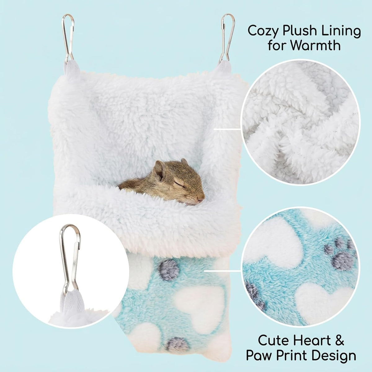 Sugar Glider Bonding Pouch, Sugar Glider Pouch, Comfortable Sleeping Bag for Sugar Gliders and Small Animals, Heart Pattern Design