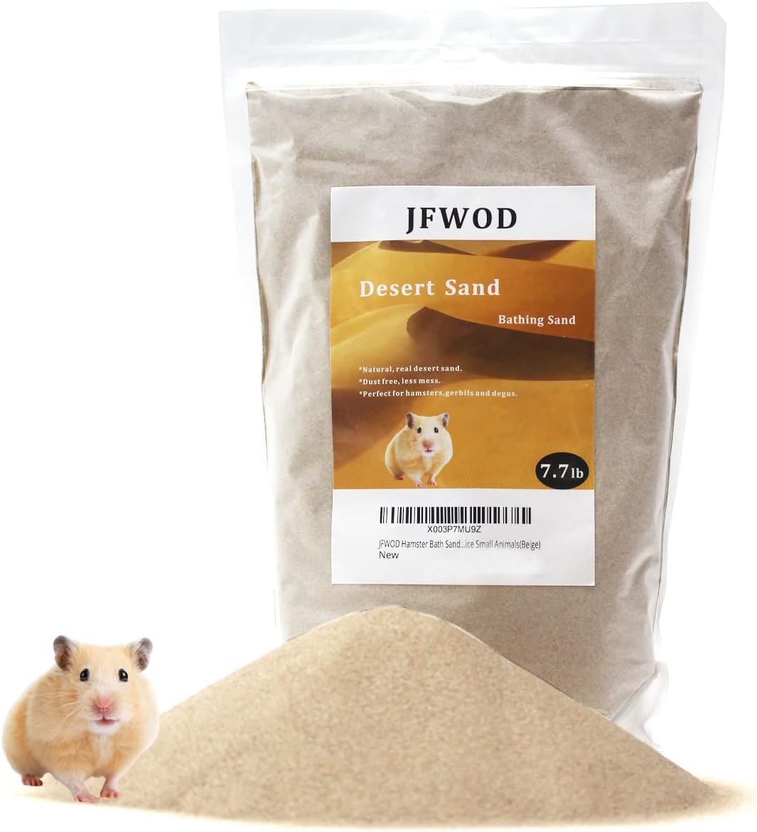 Hamster Bath Sand, 7.7lb Dust Free Desert Sand or Potty Litter Sand for Hamster Chinchillas Gerbil Syrian Mice Small Animals(Beige)