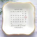 Custom Date Calendar Ring Dish Engagement Gift, Announcement Engaged Trinker by Anniversaree