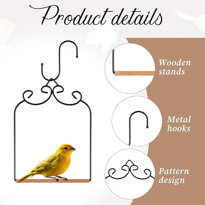 2 Pack Hummingbird Swings and Perches, Metal Frame Bird Swing - Image 5