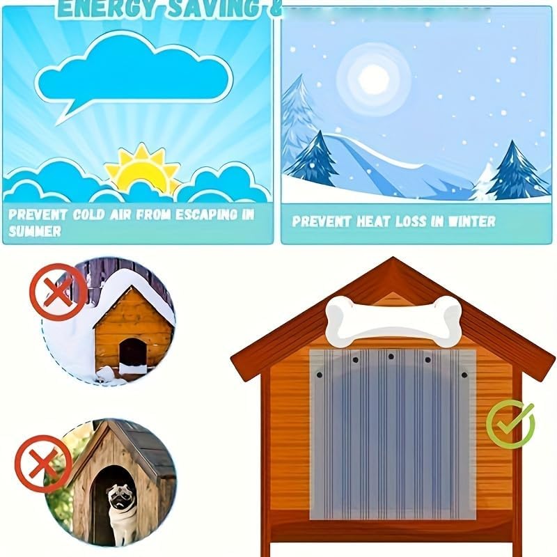 Dog Door Replacement Flaps, Safe Plastic Vinyl Strip for DIY Doghouse or Cat Door, Transparent Dog House Door Flap, Easy to Cut & Install, 7 in x 59 in