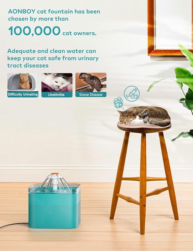 Cat Water Fountain for Cats Indoor: 67oz/2L Cat Fountain - Image 3