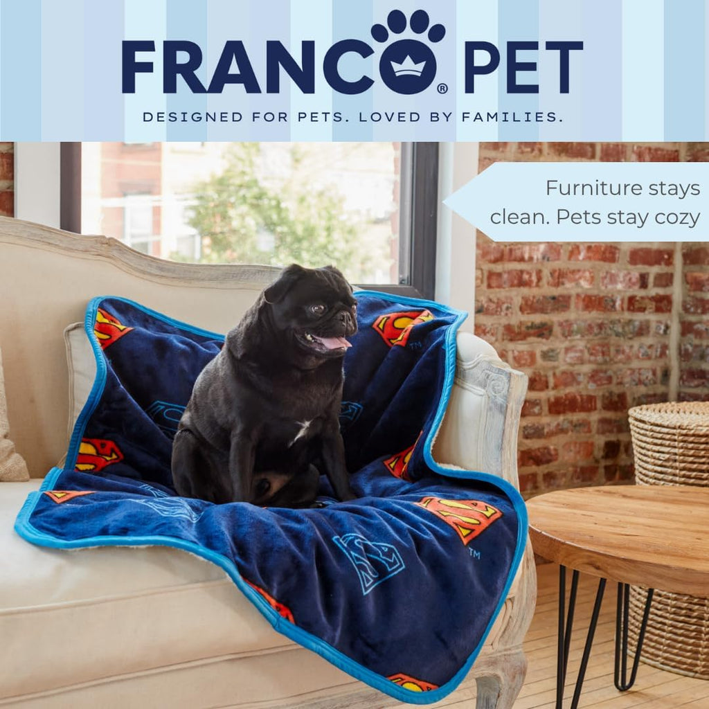 Franco Superman DC Comics Waterproof Dog Bed Cover, Large 30x40 Pet Blanket for Furniture Bed Couch Sofa, (Officially Licensed)