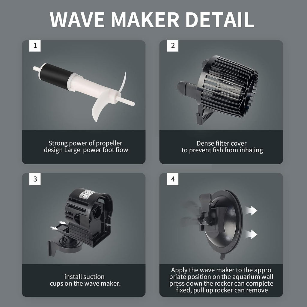 UPETTOOLS 6340 GPH Aquarium Circulation Pump, 360° Wave Maker