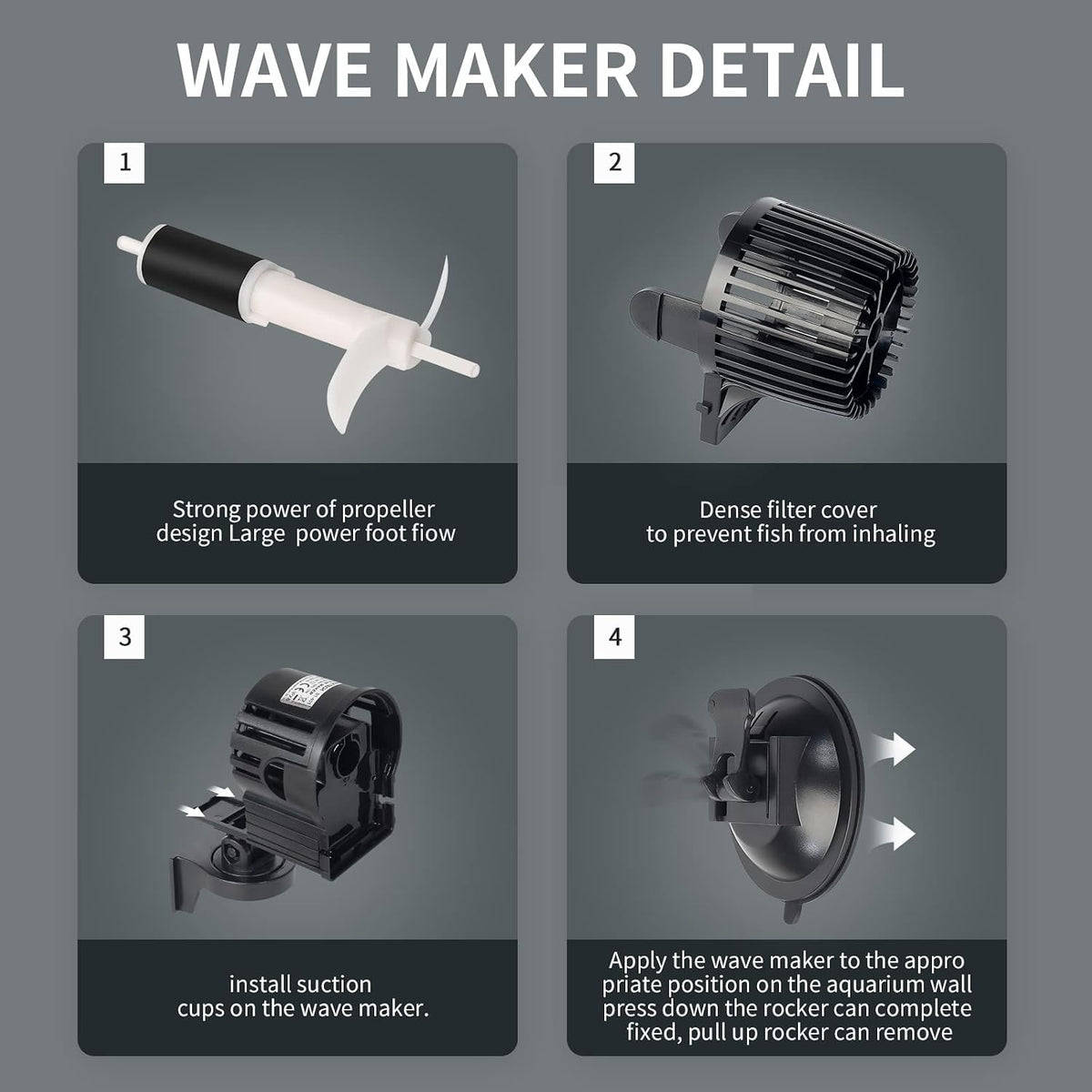 UPETTOOLS 6340 GPH Aquarium Circulation Pump, 360° Wave Maker