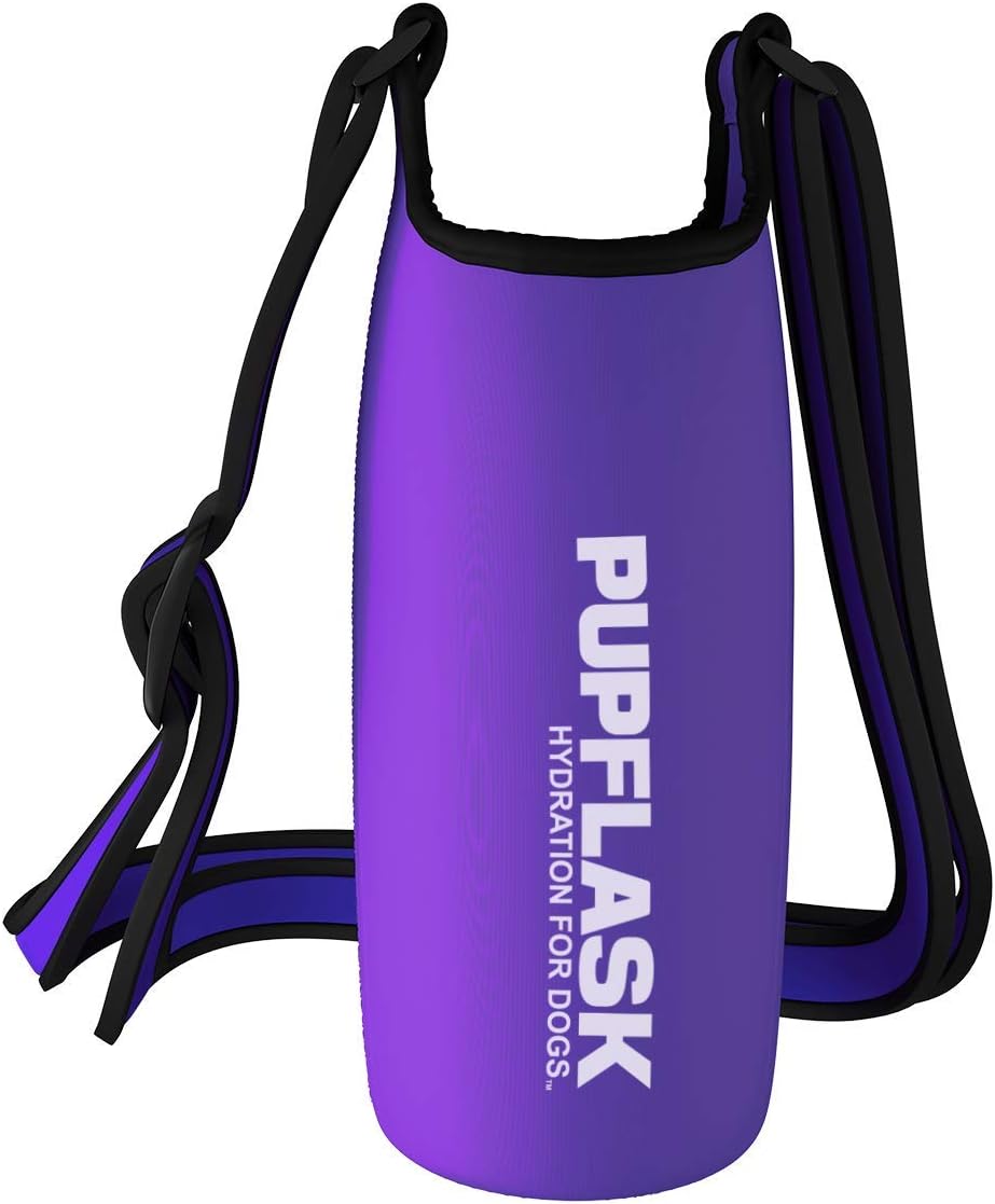 Tuff Pupper PupFlask Insulated Neoprene Dog Water Bottle Holder Sling with Wide Adjustable Shoulder Strap, Great for Travel, Walking, Hiking, Portable Pet Water Bottle Holder (27 OZ, Quetzal Green)