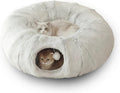 Large Cat Tunnel Bed for Indoor Cats with Hanging Pompom Toys