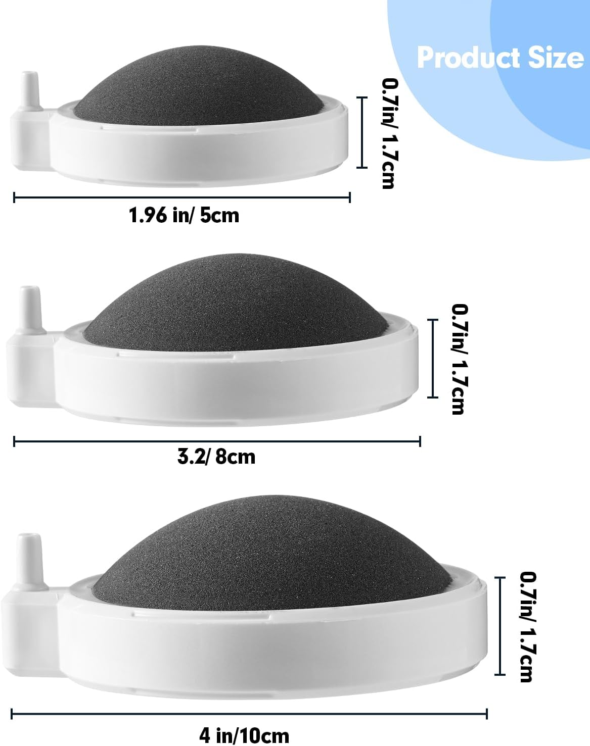 Fish Tank Bubbler Aquarium Air Stones, 4 Inch Nano Super-High Dissolved Oxygen Diffuser Makes Super Tiny Bubble Aerator for Fish Tank Air Pump Hydroponics