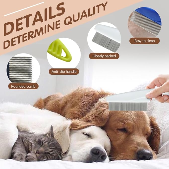 2 Pack Multifunctional Pet Comb, Upgrade Pet Grooming Brush Magic Tear Stain - Image 4
