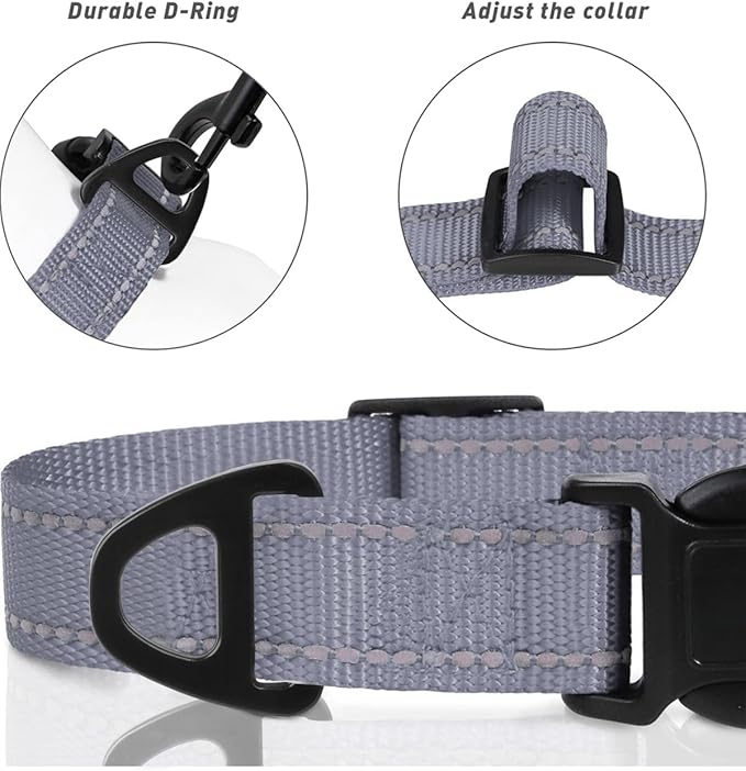 TagME Reflective Nylon Dog Collars, Adjustable Classic Pet Collar - Image 3