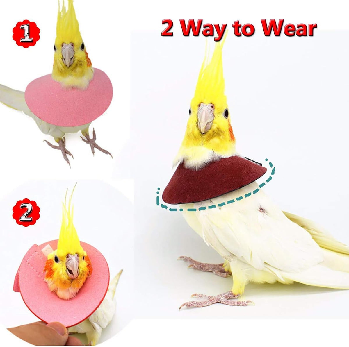 QBLEEV 4Pack Parrot Anti-bite E-Collars, Anti-Grab Feather Plucking Collars