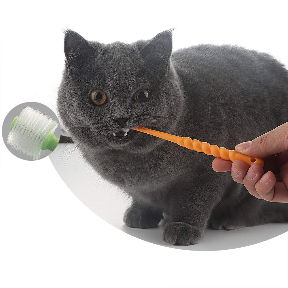 VTurboWay 2 Pcs 360-Degree Pet Toothbrush for Puppy, Small Dog and Cat, Colors May Vary