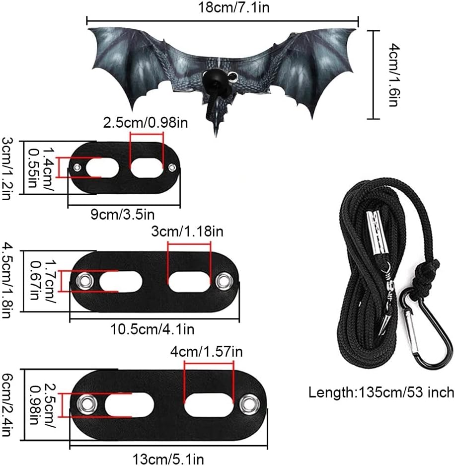 Bearded Dragon Leash, Adjustable Portable Reptile Leash with Cool Wings for Gecko, Bearded Dragon, Iguana, Hamster, Guinea Pig (S+M+L)