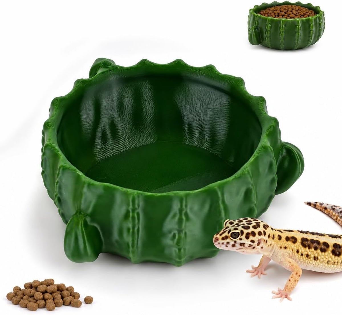 3.58IN-Bionic Plant Reptile Feeding Tray – Gecko Food Dish and Reptile Water Dish, Bearded DragonTank Accessories, Provide Clutter-Free Terrarium Feeding, Suitable for Lizards, Snakes, Turtles