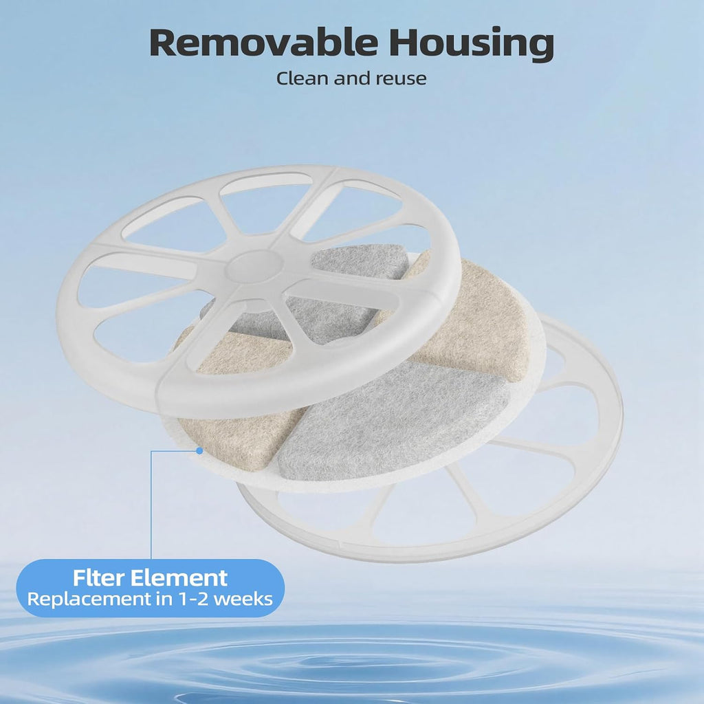 16 Pack Cat Water Fountain Filter & Sponges, with 1 ABS Shell