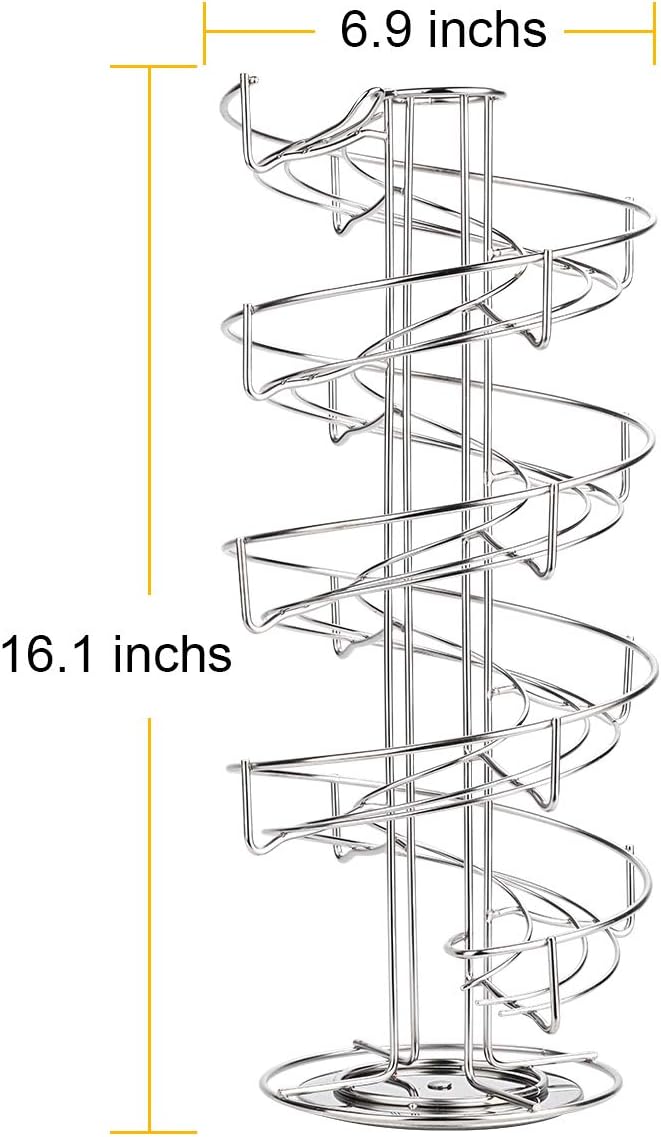 Toplife Spiral Design Stainless Steel Egg Skelter Dispenser Rack,Storage Display Rack,Silver