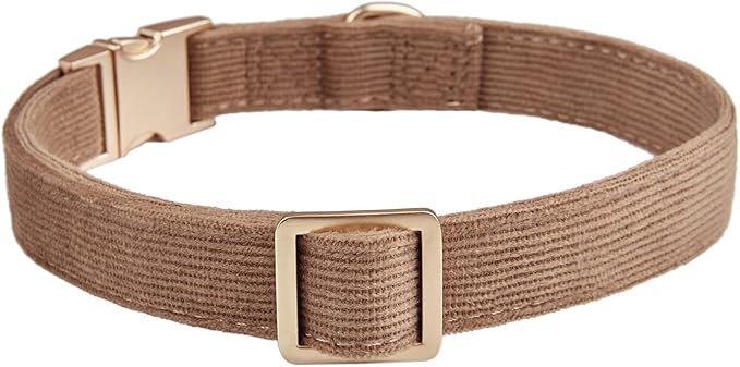 Soft Cotton Dog Collar with Metal Buckle Adjustable Heavy Duty Comfy Corduroy - Image 2
